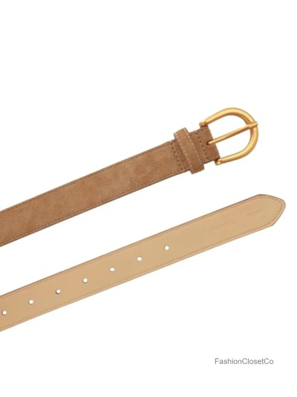 Genuine Suede Women's Belt with Gold Buckle - Casual Dress Belt